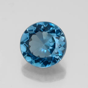 Topazio naturale blu da 2,18 ct, taglio rotondo, VVS