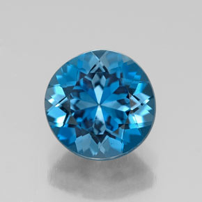 Topazio naturale blu da 2,40 ct, taglio rotondo, VVS