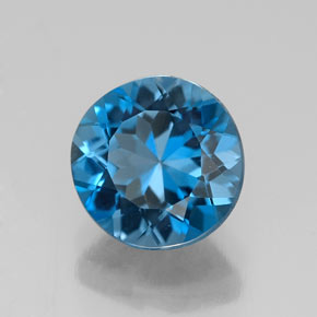 Topazio naturale blu da 2,40 ct, taglio rotondo, VVS