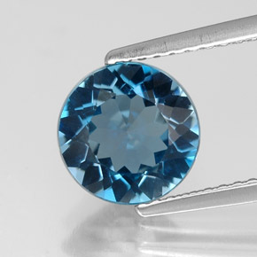 Topazio naturale blu da 2,12 ct, taglio rotondo, VVS