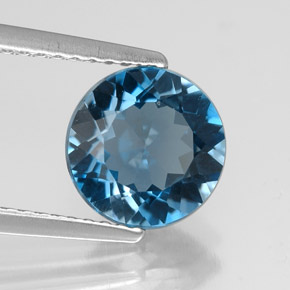 Topazio naturale blu da 2,12 ct, taglio rotondo, VVS