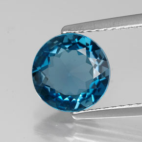 Topazio naturale blu da 1,98 ct, taglio rotondo, VVS-VS