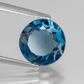 Topazio naturale blu da 1,98 ct, taglio rotondo, VVS-VS