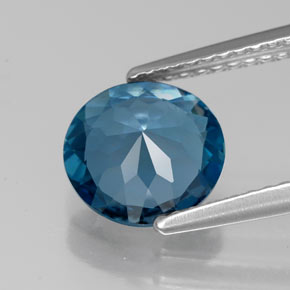 Topazio naturale blu da 1,98 ct, taglio rotondo, VVS-VS