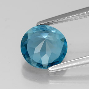 Topazio naturale blu da 1,90 ct, taglio rotondo, VVS-VS