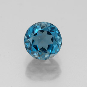 Topazio naturale blu da 1,38 ct, taglio rotondo, VVS