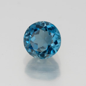 Topazio naturale blu da 1,38 ct, taglio rotondo, VVS