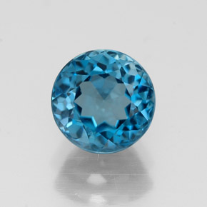 Topazio naturale blu da 1,89 ct, taglio rotondo, VVS