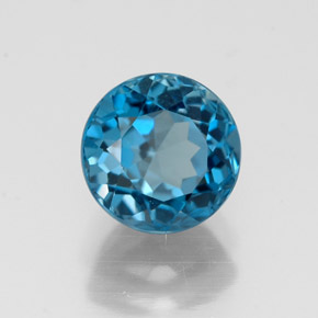 Topazio naturale blu da 1,89 ct, taglio rotondo, VVS