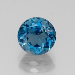 Topazio naturale blu da 1,90 ct, taglio rotondo, VVS-VS