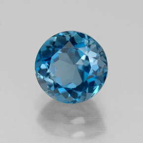 Topazio naturale blu da 1,90 ct, taglio rotondo, VVS-VS