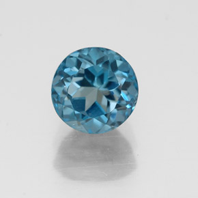 Topazio naturale blu da 1,38 ct, taglio rotondo, VVS