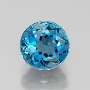 Topazio naturale blu da 1,71 ct, taglio rotondo, VS
