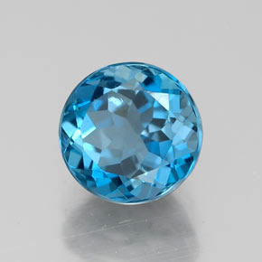 Topazio naturale blu da 1,71 ct, taglio rotondo, VS