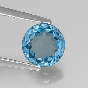 Topazio naturale blu da 1,41 ct, taglio rotondo, VS