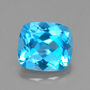 Topazio naturale blu da 3,28 ct, taglio a cuscino, VVS