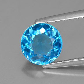 Topazio naturale blu da 2,01 ct, taglio rotondo, VVS