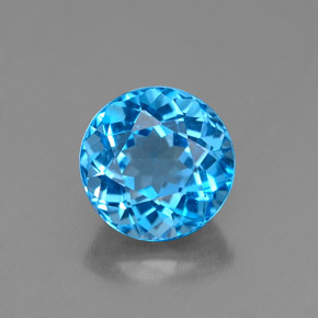 Topazio naturale blu da 1,95 ct, taglio rotondo, VVS
