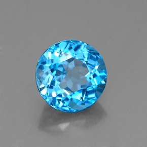 Topazio naturale blu da 1,95 ct, taglio rotondo, VVS