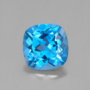 Topazio naturale blu da 2,53 ct, taglio a cuscino, VS
