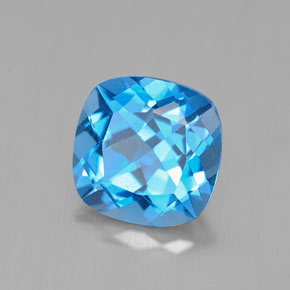 Topazio naturale blu da 2,53 ct, taglio a cuscino, VS