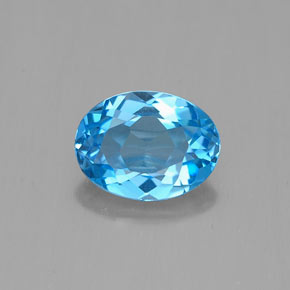 Topazio naturale blu da 1,49 ct, taglio ovale, VVS