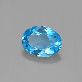 Topazio naturale blu da 1,49 ct, taglio ovale, VVS