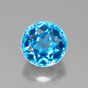 Topazio naturale blu da 2,56 ct, taglio rotondo, VVS