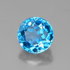 Topazio naturale blu da 2,56 ct, taglio rotondo, VVS