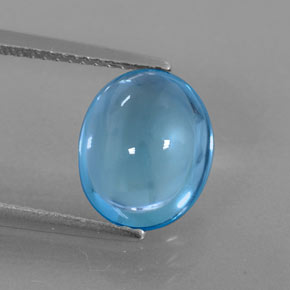 Topazio naturale blu da 4,09 ct, taglio ovale, trasparente