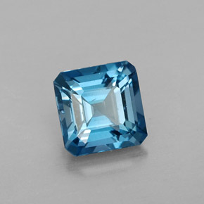 Topazio naturale blu da 1,40 ct, taglio smeraldo, VVS-VS