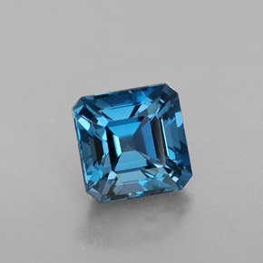 Topazio naturale blu da 1,60 ct, taglio smeraldo, VVS-VS