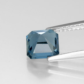 Topazio naturale blu da 1,43 ct, taglio smeraldo, VVS-VS