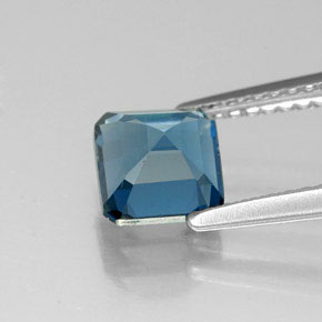 Topazio naturale blu da 1,48 ct, taglio smeraldo, VVS