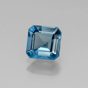 Topazio naturale blu da 1,15 ct, taglio smeraldo, VVS