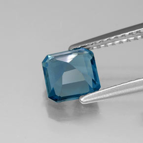 Topazio naturale blu da 1,15 ct, taglio smeraldo, VVS