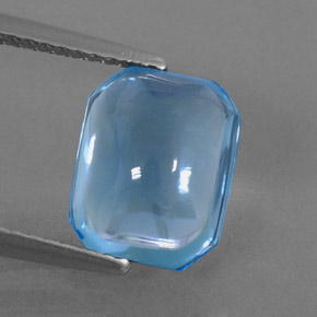 Topazio naturale blu da 3,90 ct, taglio smeraldo, trasparente