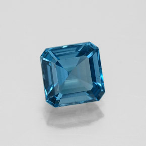 Topazio naturale blu da 1,40 ct, taglio smeraldo, VVS