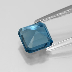 Topazio naturale blu da 1,40 ct, taglio smeraldo, VVS
