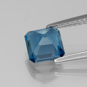 Topazio naturale blu da 1,43 ct, taglio smeraldo, VS
