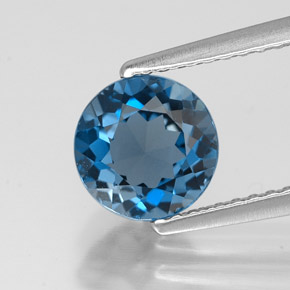 Topazio naturale blu da 1,74 ct, taglio rotondo, VVS