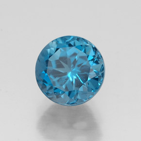 Topazio naturale blu da 1,91 ct, taglio rotondo, VS-SI