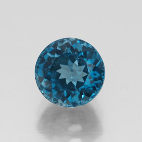 Topazio naturale blu da 1,98 ct, taglio rotondo, VVS