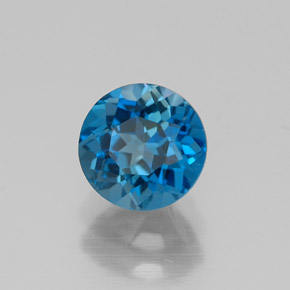 Topazio naturale blu da 1,21 ct, taglio rotondo, VVS