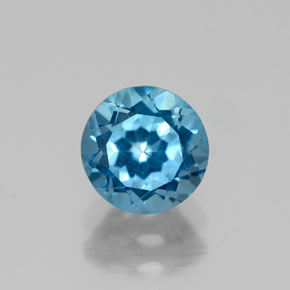 Topazio naturale blu da 1,12 ct, taglio rotondo, VVS
