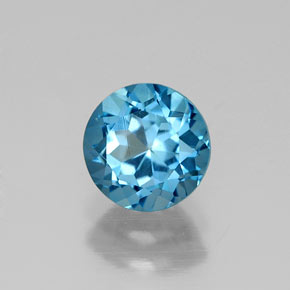 Topazio naturale blu da 1,12 ct, taglio rotondo, VVS