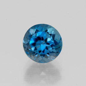 Topazio naturale blu da 1,98 ct, taglio rotondo, VVS