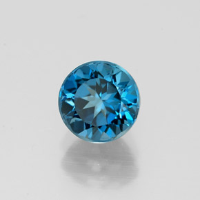 Topazio naturale blu da 1,33 ct, taglio rotondo, VVS