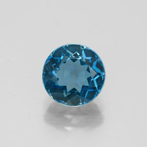 Topazio naturale blu da 1,74 ct, taglio rotondo, VVS