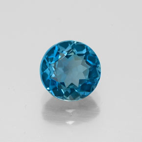 Topazio naturale blu da 1,74 ct, taglio rotondo, VVS